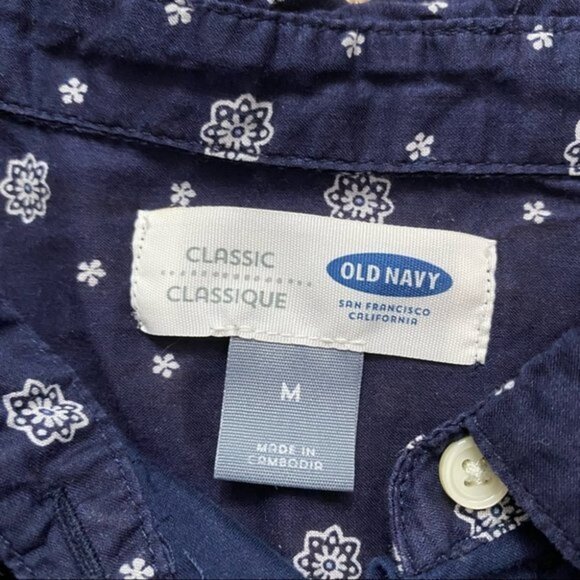 Old Navy Womens Button Down Navy Paisley Shirt M - Picture 8 of 8